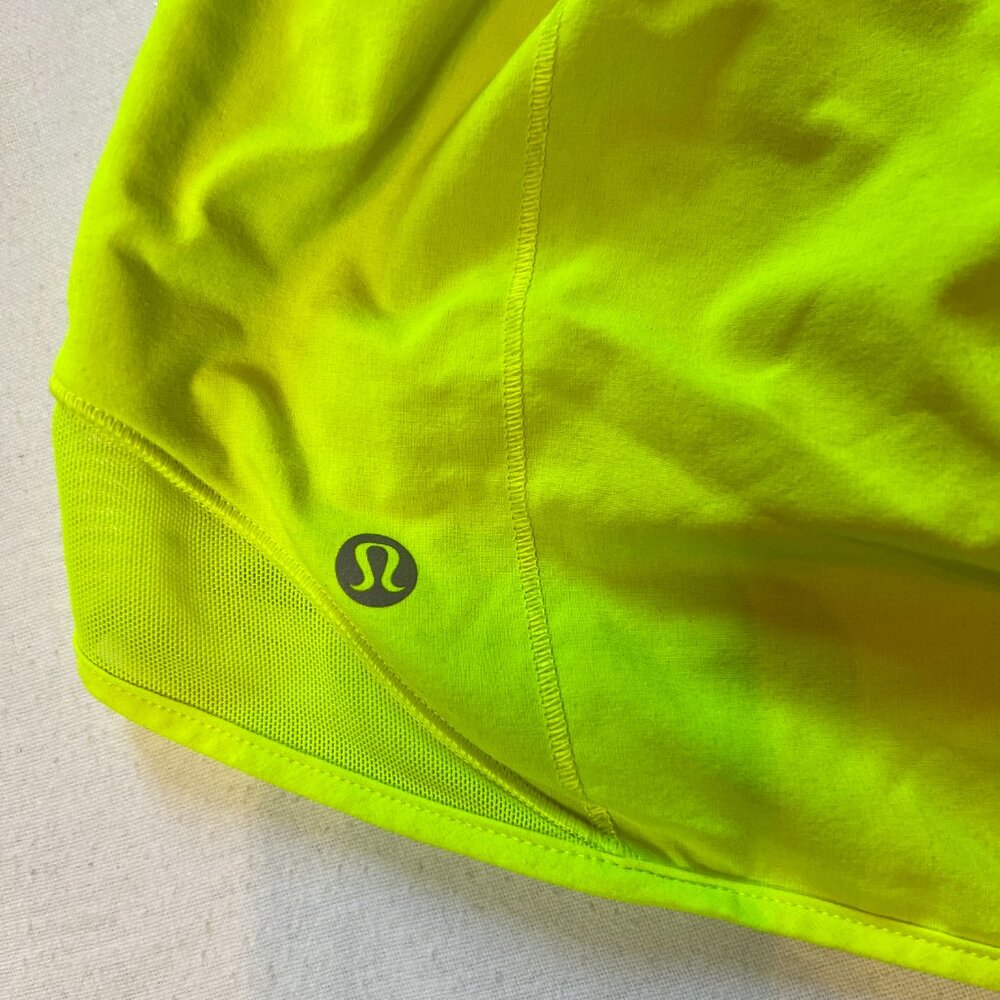 Lululemon Neon Yellow Hi Low Shorts Women Size Small - Picture 3 of 11